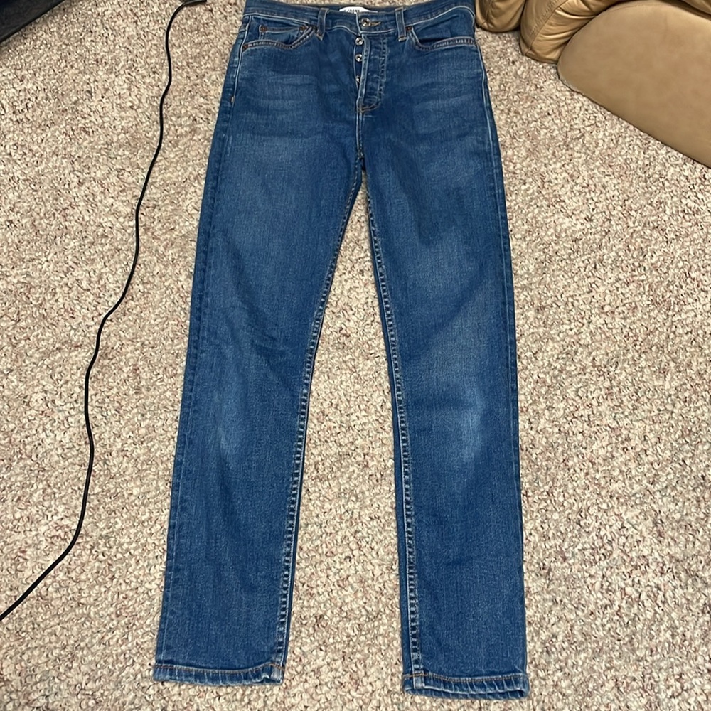 Re/done high rise slim cropped jeans - button fly in new condition